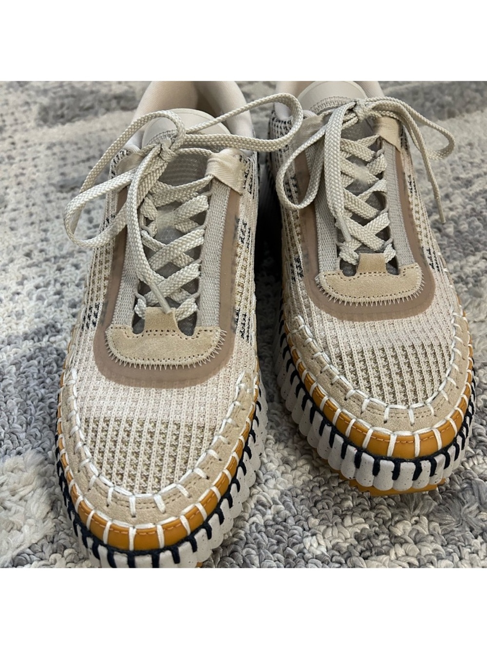 Chloé Beige Nama Woven Platform Low Top Sneakers Shoes Size EU:42 US:10 NWOB - Picture 11 of 16